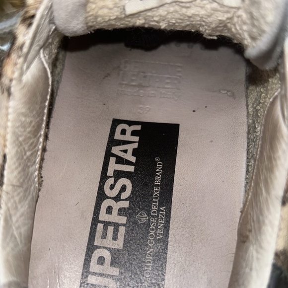 RARE GOLDEN GOOSE Sz 39 WELL LOVED Leopard print superstar sneakers, many flaws - Picture 10 of 11
